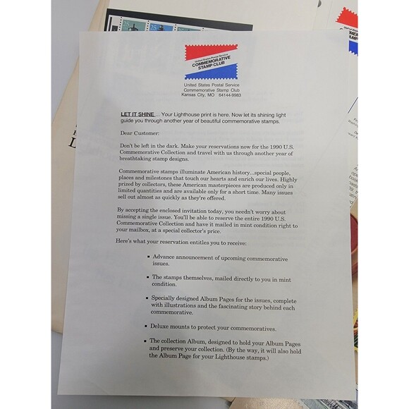 VINTAGE USPS Lighthouse Print 11x14 Commemorative Stamp‎ Lot Paper Collectible - Picture 2 of 7